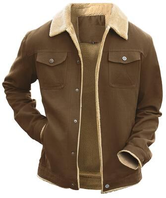 FusionFolio Men's Winter Jacket Warm Waterproof Fleece Lined Multi Color Coat Comfortable Casual Outerwear, High Quality brown m