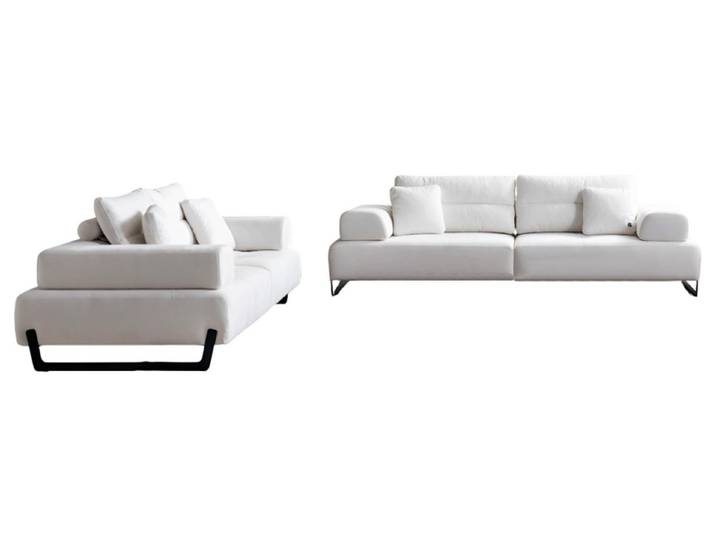 JVmoebel Polstergarnitur Weiße Sofagarnitur mit Metallfüßen im exklusiven Design, (2-tlg)