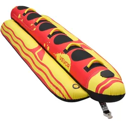 VEVOR Towable Funtube für 5 Personen, Aufblasbares Wasser Tube bis 385 kg Belastung, 5-Sitzer Schlauchboot mit Robustem Nylon-Überzug, Gepolsterten Haltegriffen & Sicherheitsventil, Wassersport-Spaß