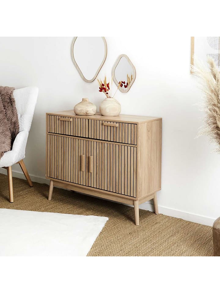 THE HOME DECO FACTORY Kommode "Klaus" in Hellbraun - (B)100 x (H)80 x (T)35 cm - onesize