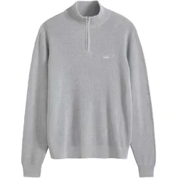 Levi's Herren Strickpullover - Housemark Quarter Zip Sweater, Grobstrick, Troyer-Kragen, Baumwolle Grau / XL