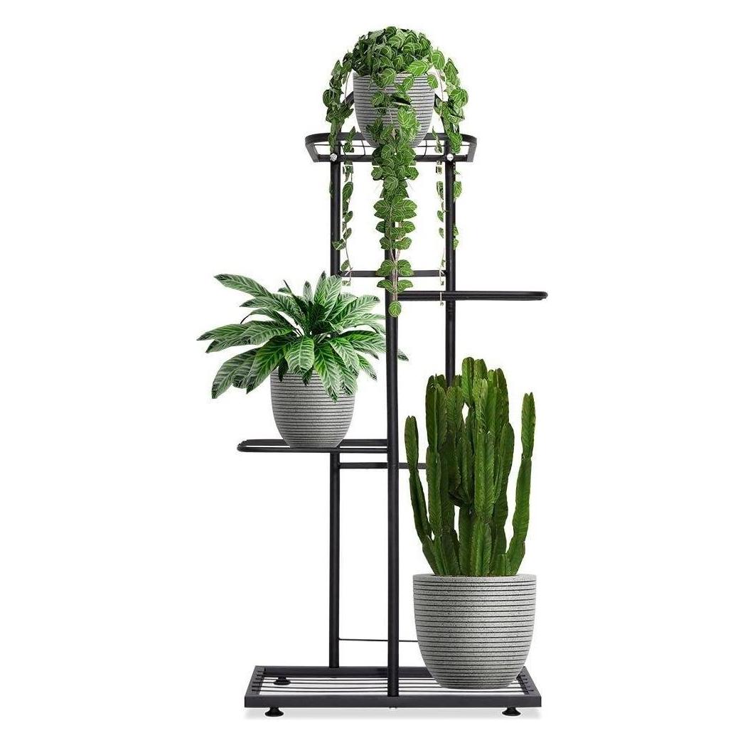Vilde Kwietnik 4-poziomowy na doniczki metalowy czarny 92 cm (48012149)