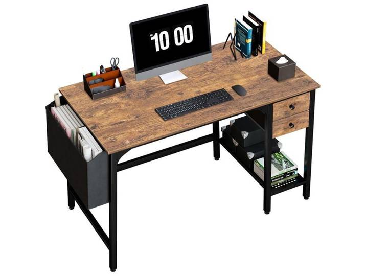 Petit bureau avec 2 tiroirs Table PC Bureau avec étagère et espace de rangement Petit bureau pour table de bureau Salle de travail