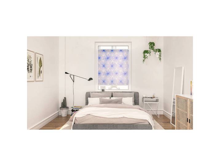 Store plissé sans perçage Flower Wheel 90 x 130cm Bleu