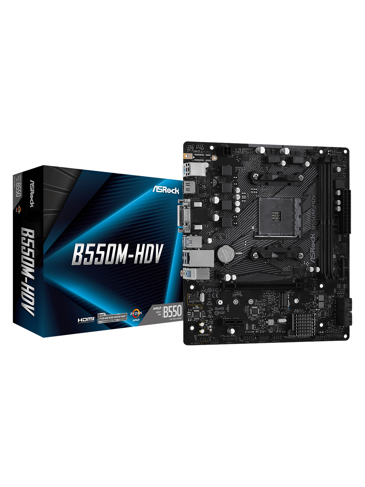 ASRock B550M-HDV Mainboard - AMD B550 - AMD AM4 - DDR4 RAM - Micro-ATX