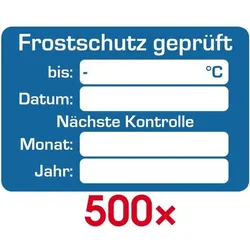 EICHNER 2 Rollen je 250 Kundendienst-Aufkleber »Frostschutz geprüft« blau, 6x4 cm