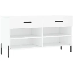 Helloshop26 - Schuh-/Stiefelbank Kommode Regal Garderobenmöbel 102 x 35 x 55 cm weißes Holzwerkstoff 02_0022883