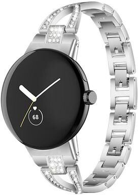 Everyday Crate XDfind Google Pixel Watch 4 Band Diamond Metal Bracelet For Pixel Watch 4 3 2 1 41mm silver