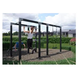 Reckstange Maxi für den Garten aus Holz – Turnstange, schwarz – Turnreck 138 x 210 x 220 cm, stabil – Reck für Outdoor Fitness & Spielmöglichkeiten
