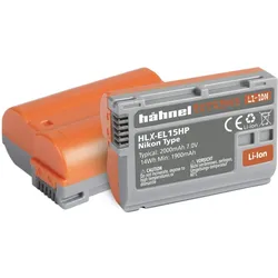 Hähnel Digitalkamera-Akku HLX-EL15HP (Kamera Akku), Kamera Stromversorgung, Orange, Grau