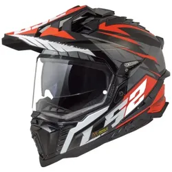 LS2 Endurohelm MX701 Explorer M Schwarz / Grau / Rot Spire