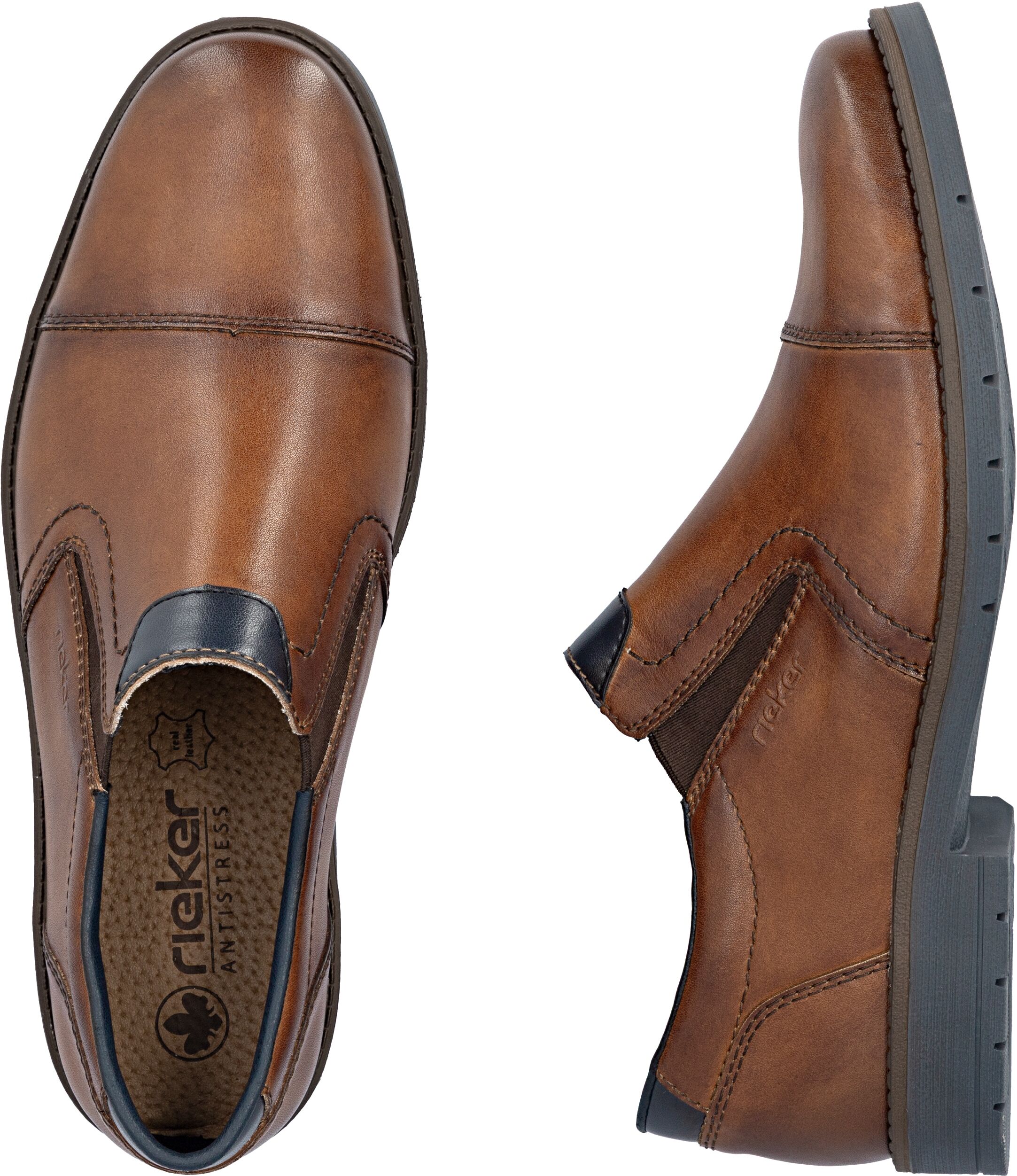 Slipper RIEKER, Herren, Gr. 43, Synthetik Textil, braun, Glattleder, festlich, Schuhe Slipper, Schlupfschuh, Business-Slipper, Halbschuh, Anzugschuh