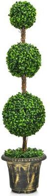 Costway 4 Feet Artificial Topiary Triple Ball Tree Plant