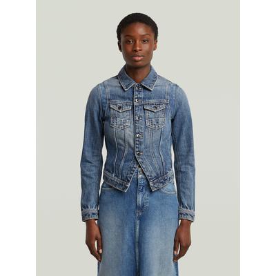 Jeansjacke G-STAR "Pitched Hem Slim Jacke", Damen, Gr. S, blau (faded typhoon), Obermaterial: 100% Baumwolle, Jacken Jeansjacke
