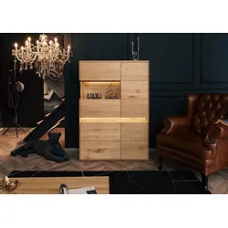 Highboard Wildeiche inkl. LED 103x43,5x152 natur geölt CARDIFF #121