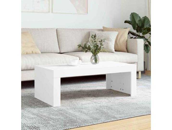 HEFZGDB Couchtisch Weiß 102x50x36 cm Holzwerkstoff mit glatter Oberfläche und praktischer Tischplatte für Wohnzimmer