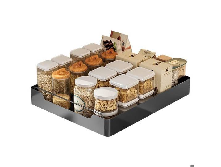 Tiroir Coulissant - LUNSY - Extensible - 43x40x7 cm - Inox - Noir