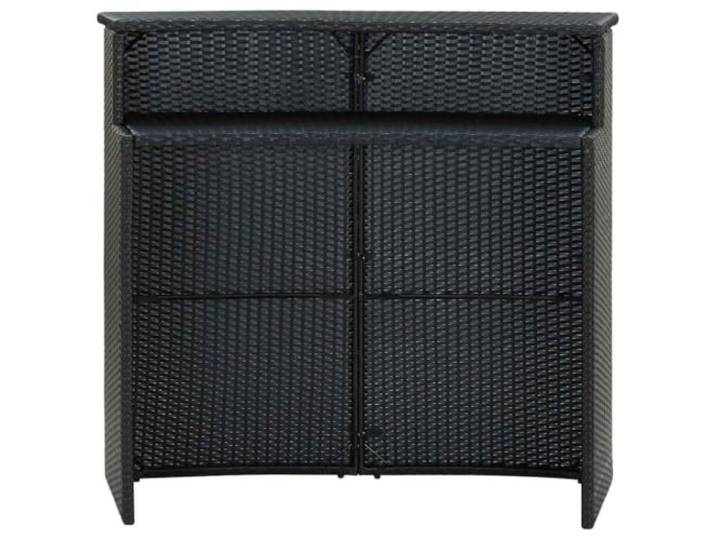 POUFGDR Bartisch Polyratan, schwarz, 120 x 55 x 110 cm 2 Ebenen, pulverbeschichteter Stahl, geflochtenes Harz, für den Außenbereich, leicht zu bewegen
