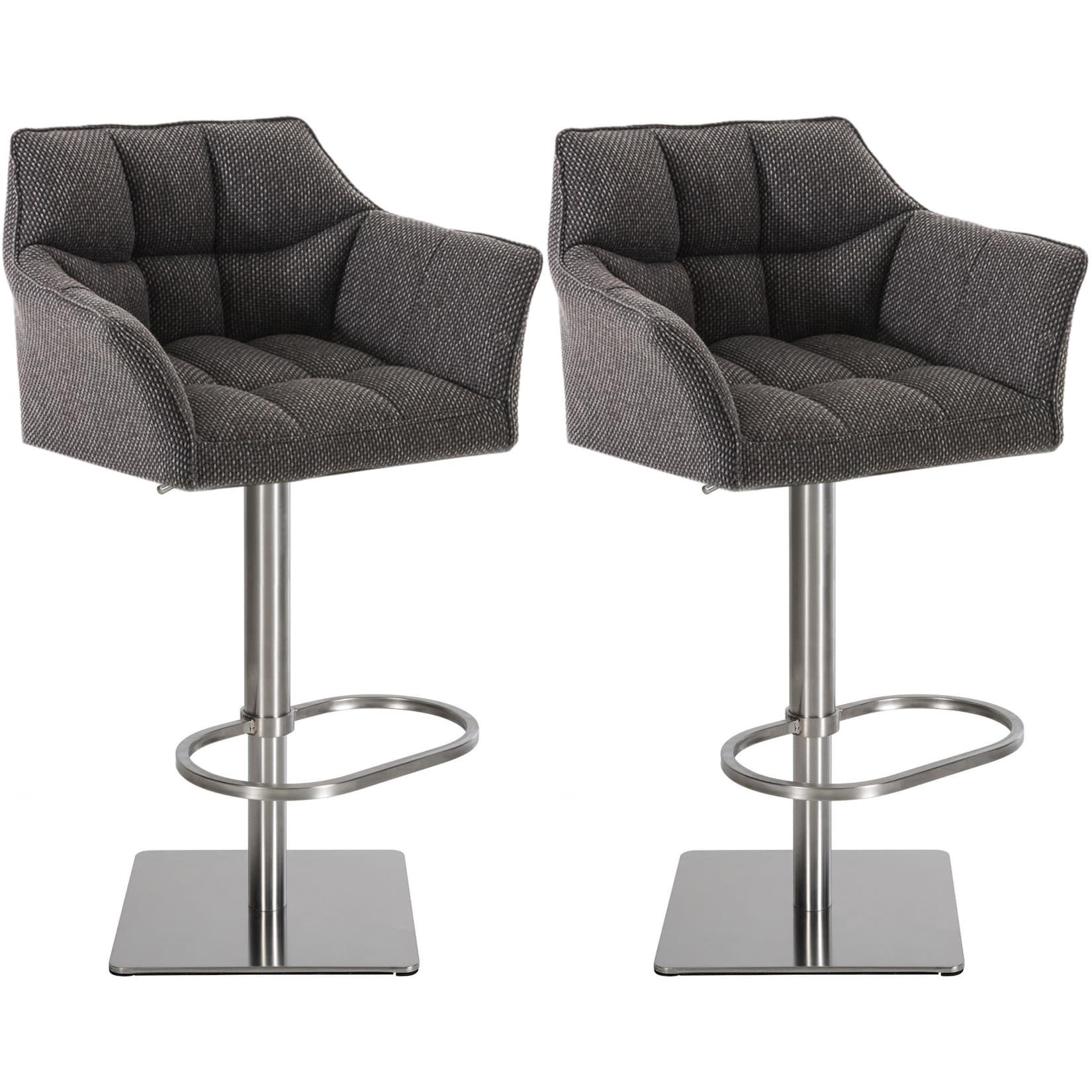 CLP 2er Set Barhocker Damaso Stoff edelstahl Farbe: titangrau, Gestell Farbe: edelstahl