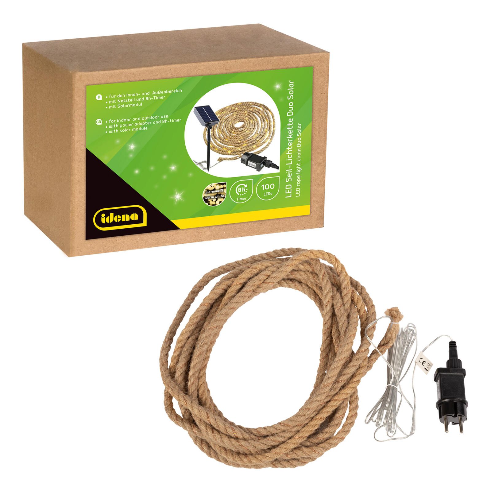 Idena 100er Seil Solar Lichterkette, braun, 14,0 m 30520