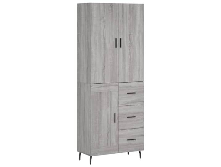 Kaorsrow Highboard Grau Sonoma 69,5x34x180 cm Schrank mit Türen 2 STK Stilvoller Mehrzweckschrank für Wohnzimmer und Schlafzimmer, robuster Holzwerkstoff mit stabilen Metallfüßen