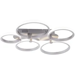 LED Deckenleuchte silber 5-flammig, modern, Ring, futuristisch