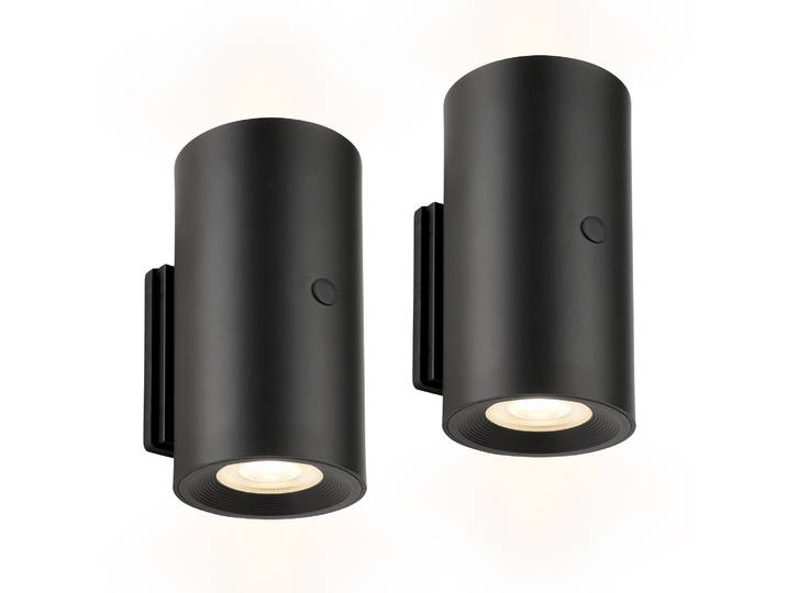 BRILONER LEUCHTEN LED Wandleuchte ISY , matt, schwarz, 2, Ø 6cm H: 12cm, 2 Stk., Leuchten, 6,1 x 12 cm (DxH) Schwarz 2 W ohne Stromanschluss Flur 2er-Set, LED Wandleuchte