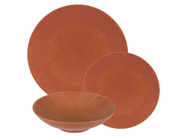Service d'assiettes terra 12 pièces orange en grès