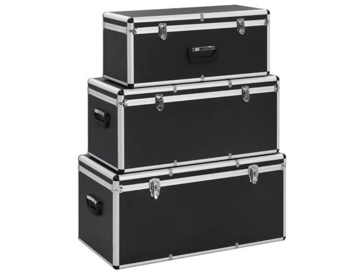 Magnifique Ergonomique- Boîtes de rangement de jardin - Malle de Rangement Coffre D'extérieur COFFRE DE JARDIN 3 pcs Noir Alumi 219