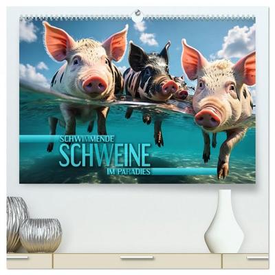 Schwimmende Schweine im Paradies (hochwertiger Premium Wandkalender 2026 DIN A2 quer), Kunstdruck in Hochglanz