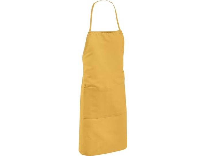 Erwin Müller Kinder-Schürze, Koch-Schürze, Küchenschürze Uni 100% Baumwolle curry Größe 50x65 cm - verstellbare Halsschlaufe, mit Aufsatztasche und Bindeband