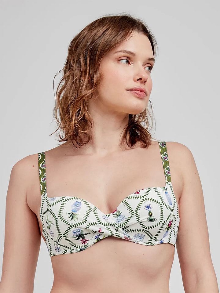 gisela Bikini-Oberteil in Weiß/ Grün - 85B