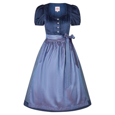 Dirndl SPIETH & WENSKY "Spieth & Wensky Dirndl Kirchsee", Damen, Gr. 32, N-Gr, blau (dunkelblau), Obermaterial: 100% Polyester PES., uni, regular fit, Kleider, mit eleganter Schürze
