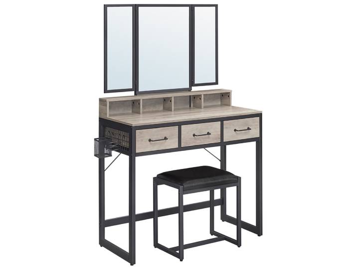 Table de maquillage avec miroir pliant en 3 parties support