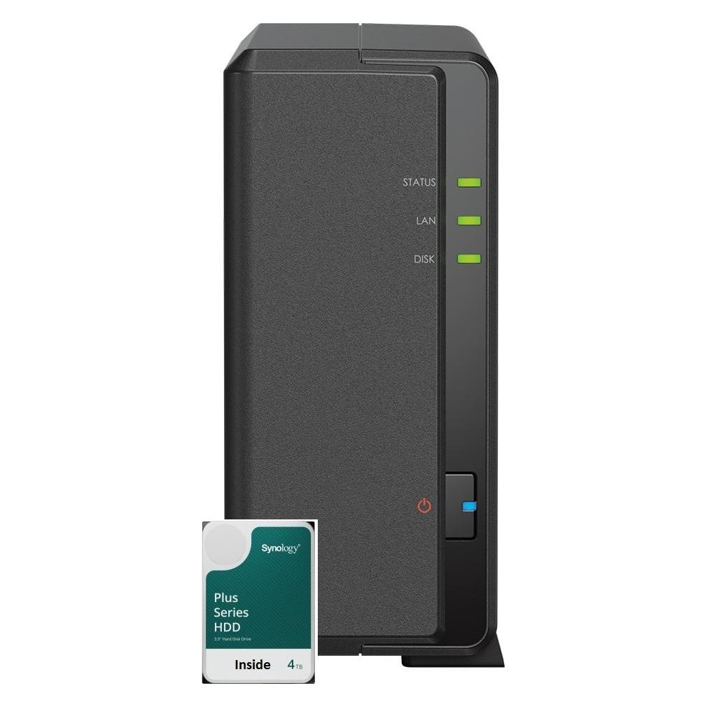 Synology DS124 1Bay 4TB NAS met 1x 4TB HAT3300-4T HDD (1 x 4 TB, Synology HAT 33xx) (DS124-14SYN)