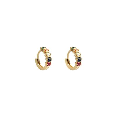 Paar Ohrhänger ADELIA´S "LIVAYA Ohrringe Creolen mit Strass aus Kupfer", Damen, Gr. Damen, bunt (goldfarben), Ohrringe, Stylisch akzentuiert durch farbig wirkende Strasssteine