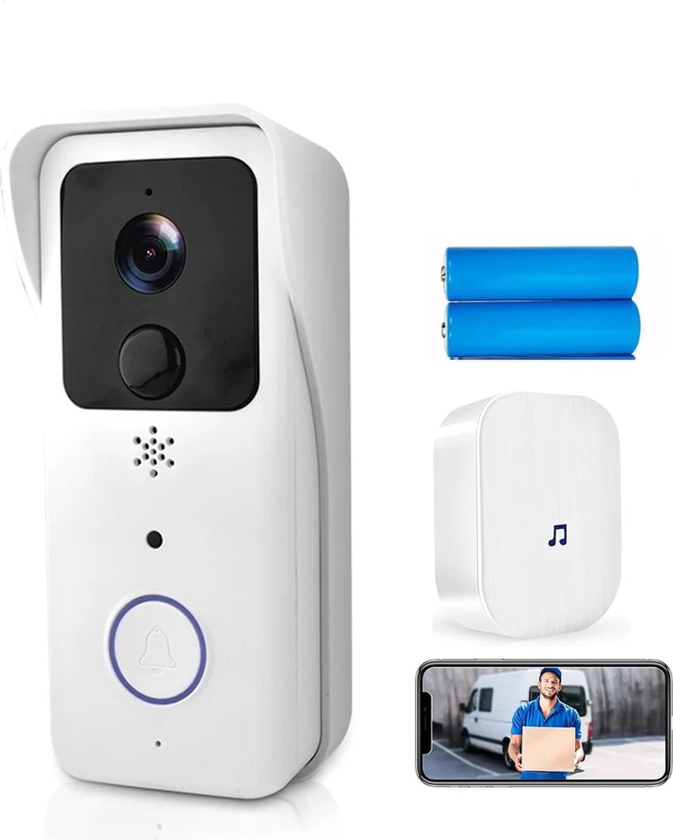 DrPhone LM7 Camera Deurbel met Binnenbel Set - Smart Wifi Deurbel met Tuya App Besturing - Waterdicht - Wit