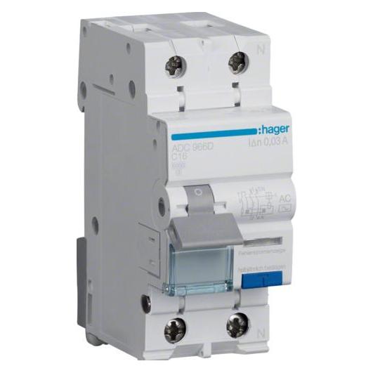 Hager FI-SCHUTZSCHALTER 1P+N 6KA C (ADC966D) (ADC966D)