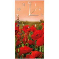 Wallario Uhr 30 x 30 cm, weiße Zeiger Mohnblumen auf dem Feld