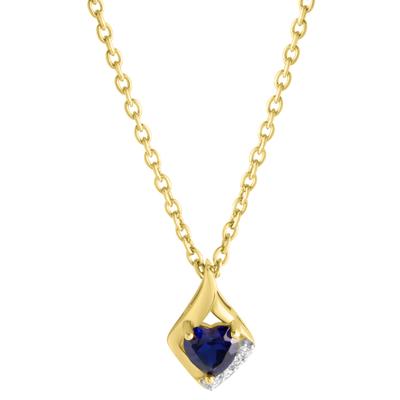 Kette mit Anhänger FIRETTI "Schmuck Geschenk Silber 925 Halsschmuck Halskette Ankerkette Herz", blau (gelbgoldfarben, silberfarben, blau, kristallweiß), Halsketten, Damen, Silber 925 (Sterlingsilber), L: 45 B: 1,5mm, mit Saphir (synth.), Zirkonia...