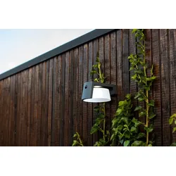Lutec 6906001118 LED-Solar-Außenwandleuchte mit Bewegungssensor Moon 1x9,5W | E27 | 1000lm | 4000 K | IP44 - 3-Phasen-Dimmung, schwarz