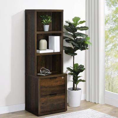 Simple Relax 2 Drawers and 3 Open Shelves Wooden Bookcase