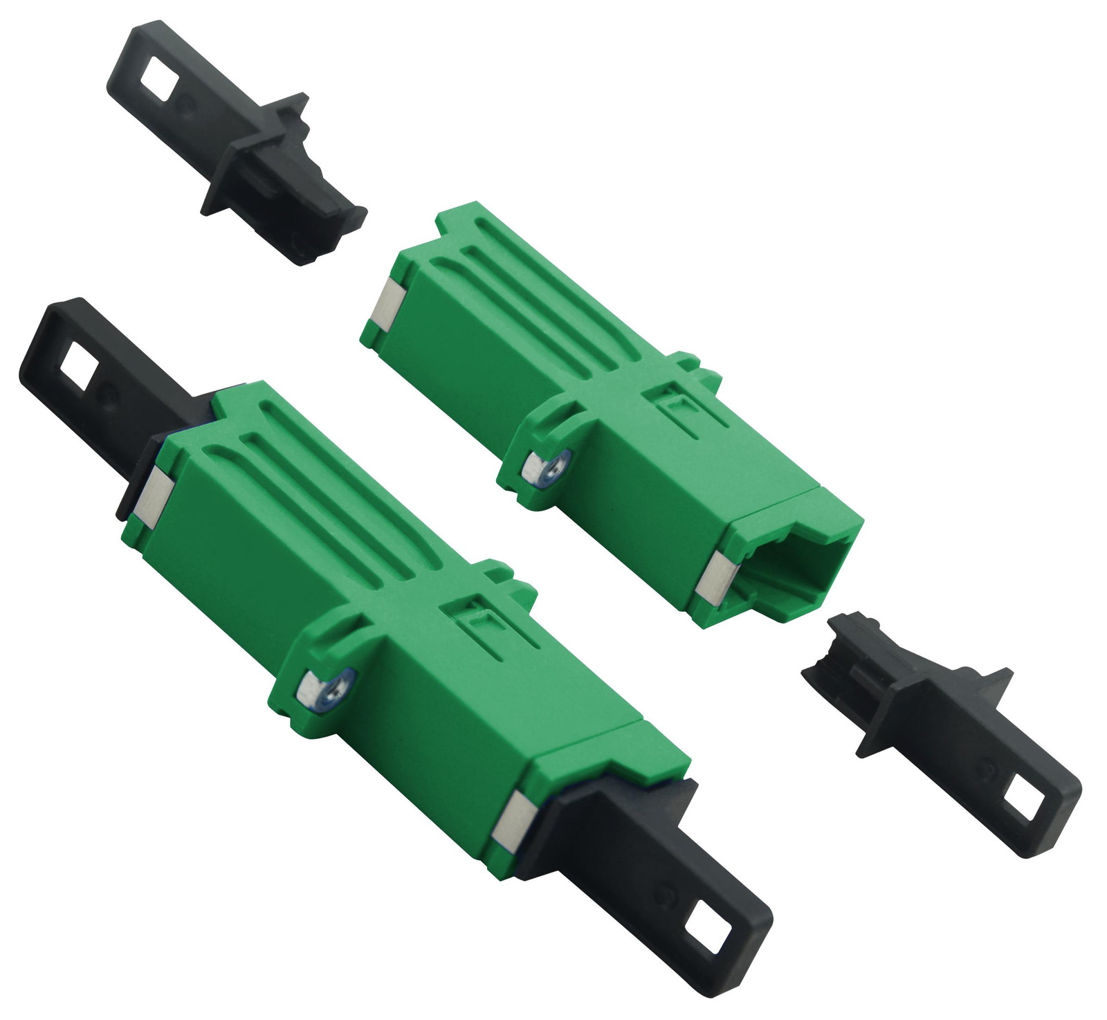 Helos vezeloptische koppeling E2000® APC 8° (LSH), simplex, singlemode OS2, groen