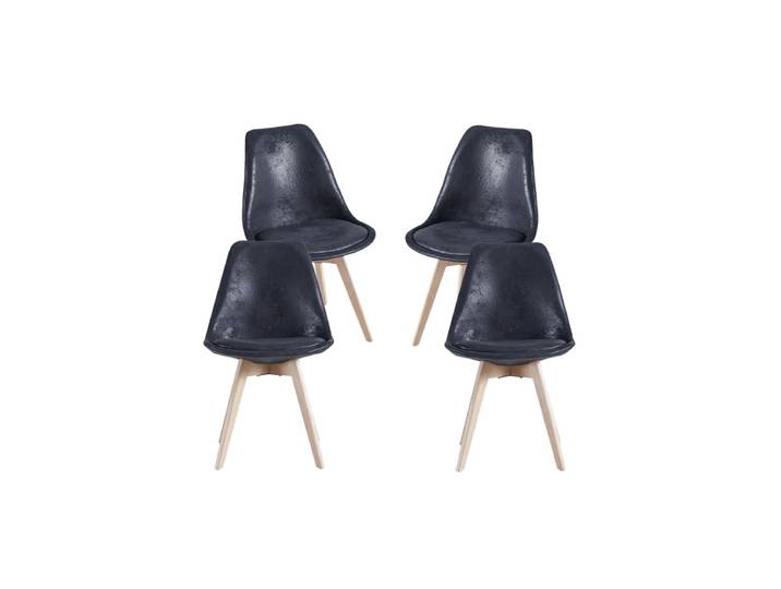 4er Set Synk Vintage Stühle - Schwarz