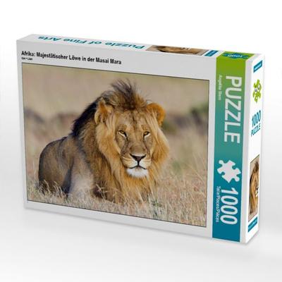 CALVENDO Puzzle Afrika: Majestätischer Löwe in der Masai Mara | 1000 Teile Lege-Größe 64x48cm Foto-Puzzle für glückliche Stunden