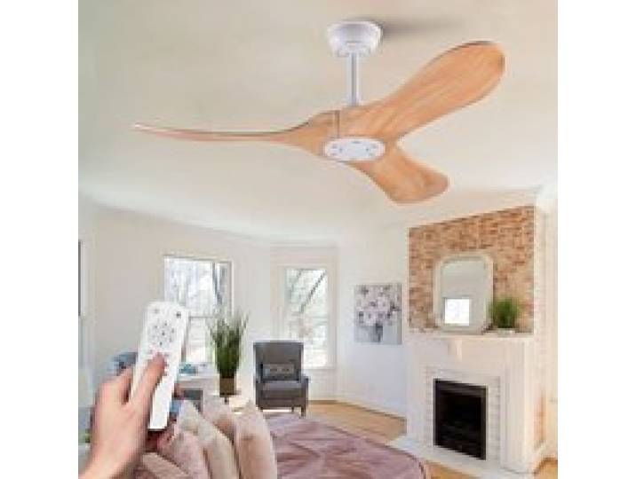 CollaHausse Ventilateur de Plafond Design Hélice 3 Pales Bois Télécommande Intérieur/Extérieur Salon/Chambre/Terrasse
