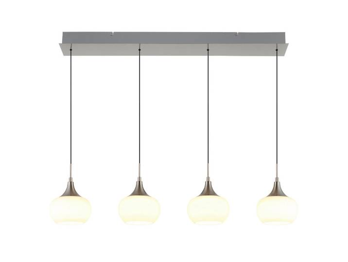 Globo Hängeleuchte Lui, Opal, Schwarz, Nickelfarben, Metall, Kunststoff, Glas, länglich, 15x150x90 cm, CE, höhenverstellbar, Lampen & Leuchten, Innenbeleuchtung, Hängeleuchten, Pendelleuchten