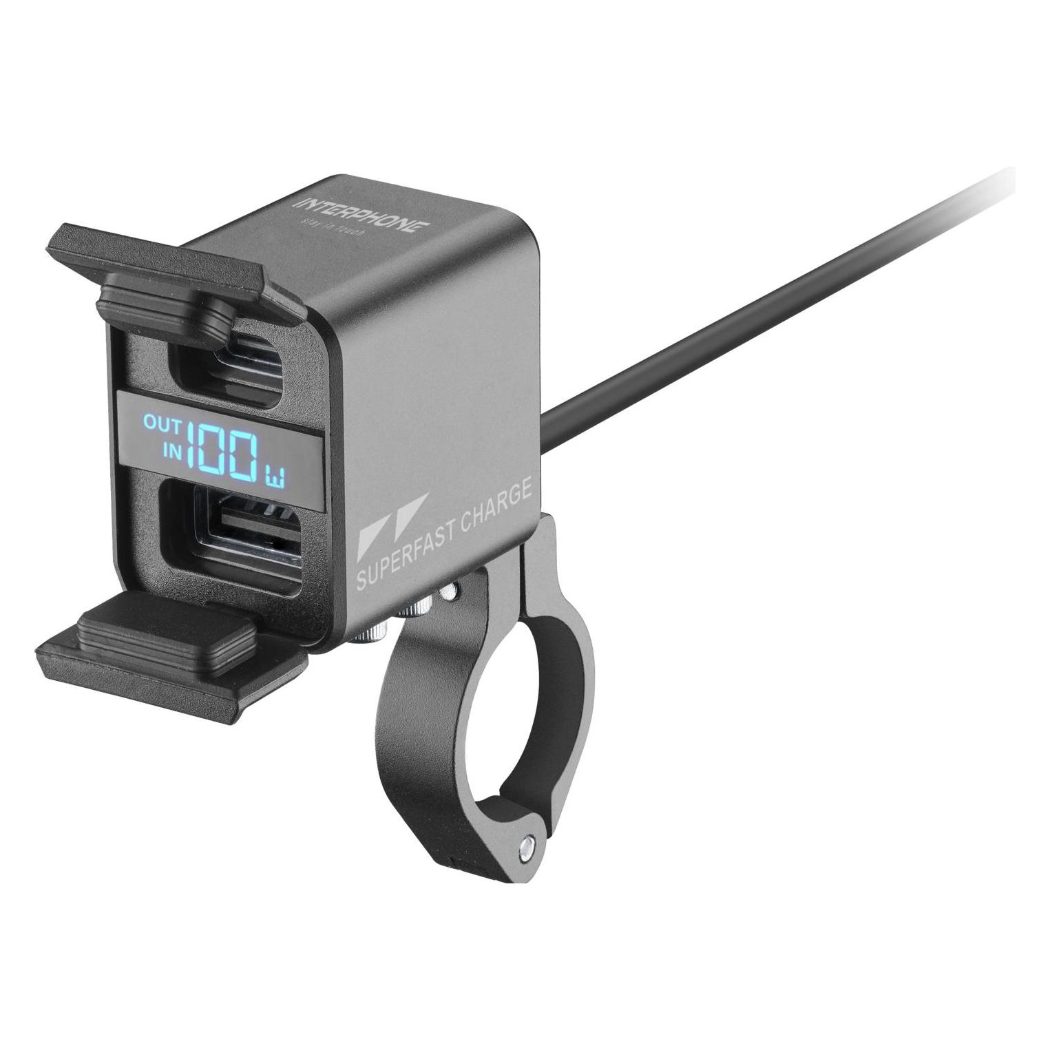 Interphone USB-Steckdose für den Lenker ZWEI-WEGE-100W-STECKDOSE (ACCHANDLEBAR100W)