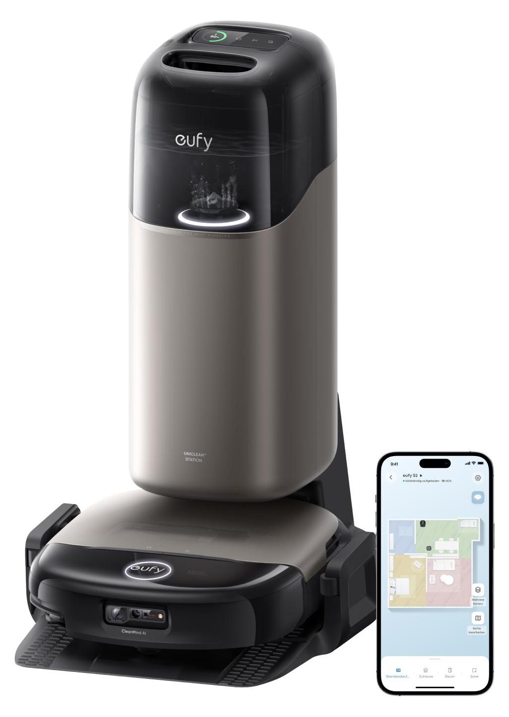 Eufy Omni S2, Beutellos, Schwarz, Rund, Ladend, Purification, 62 dB, Zyklonal