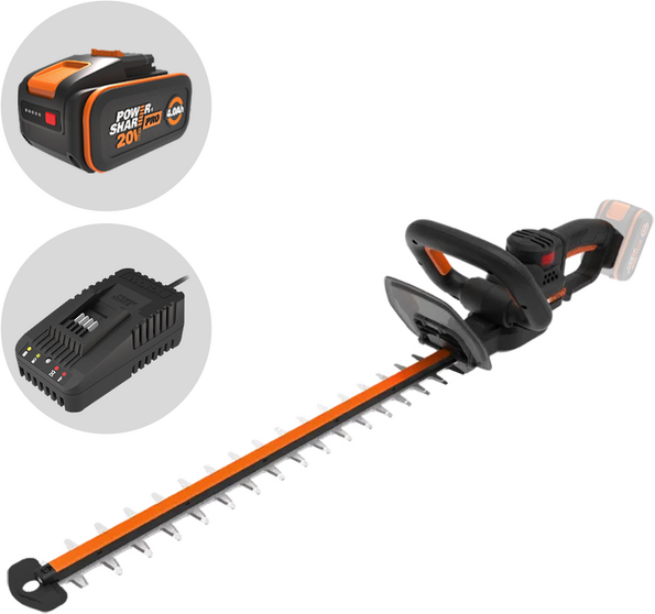 Worx Nitro WG263E - Tagliasiepi a batteria 20V/4Ah - Lama da 57 cm